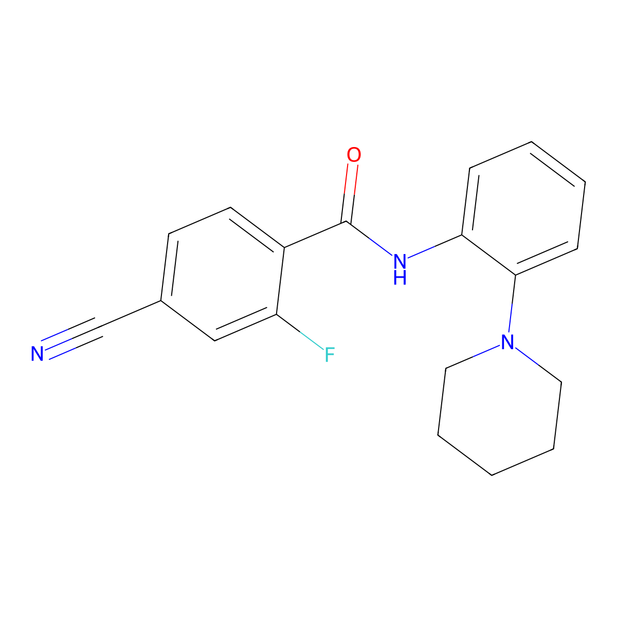 4-cyano-2-fluoro-N-(2-piperidin-1-ylphenyl)benzamide molecular structure, CAS 842118-60-9
