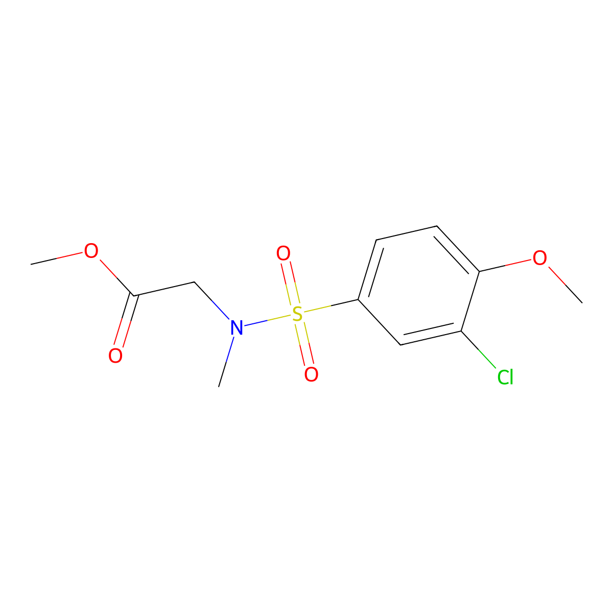 Methyl 2-[(3-chloro-4-methoxyphenyl)sulfonyl-methylamino]acetate molecular structure, CAS 842118-82-5