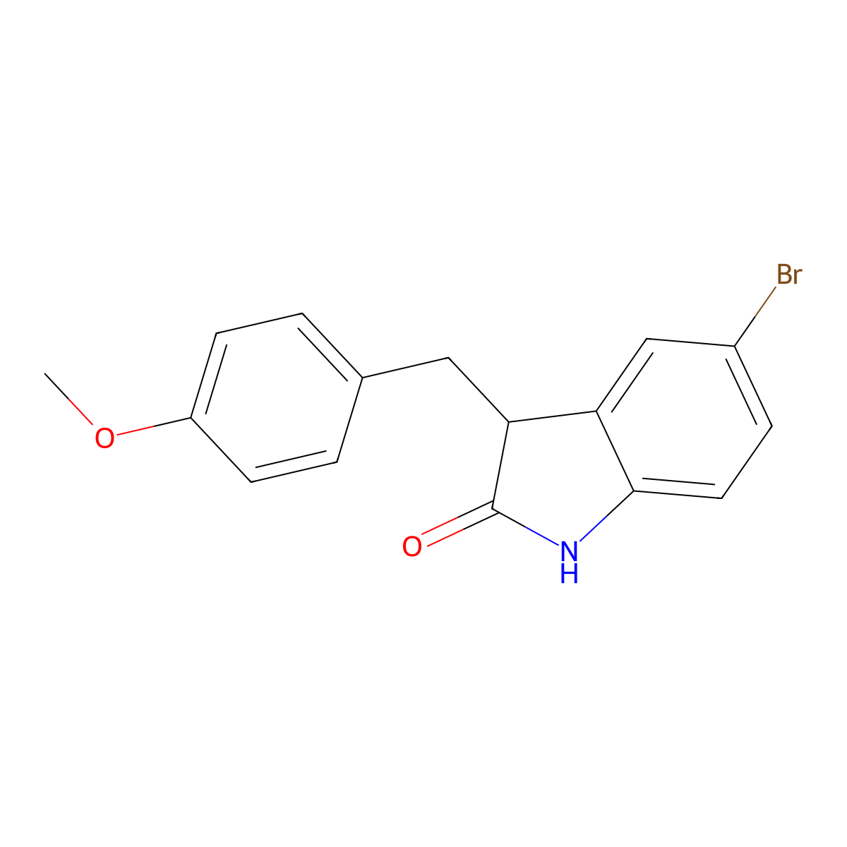 5-Bromo-3-[(4-methoxyphenyl)methyl]-1,3-dihydroindol-2-one molecular structure, CAS 842118-83-6