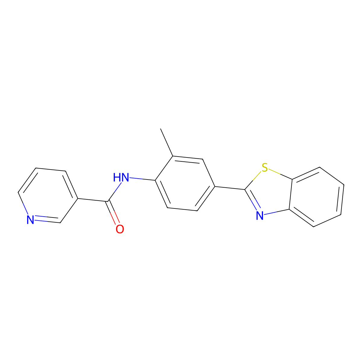 N-[4-(1,3-benzothiazol-2-yl)-2-methylphenyl]pyridine-3-carboxamide molecular structure, CAS 842119-30-6