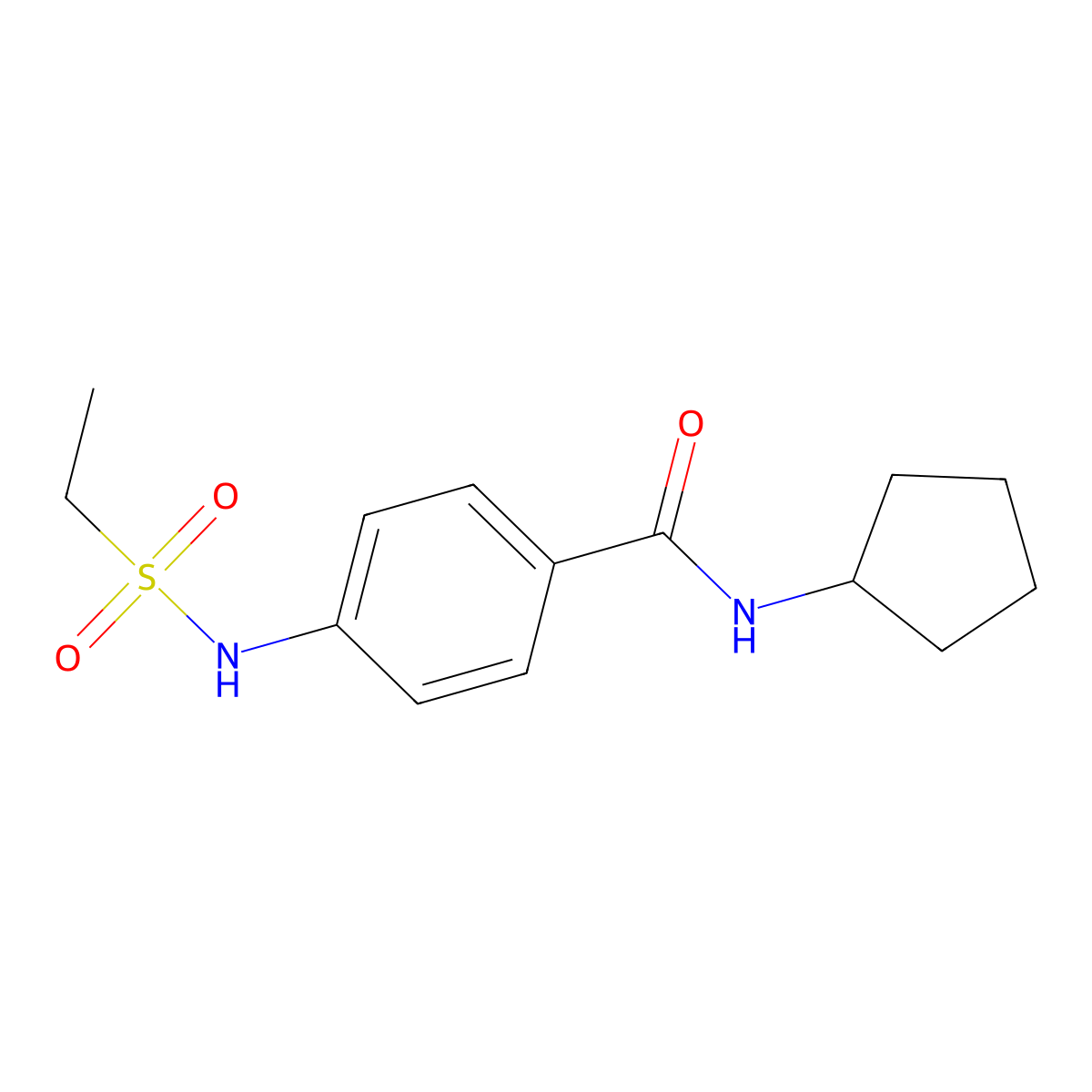 N-cyclopentyl-4-(ethylsulfonylamino)benzamide molecular structure, CAS 842119-46-4