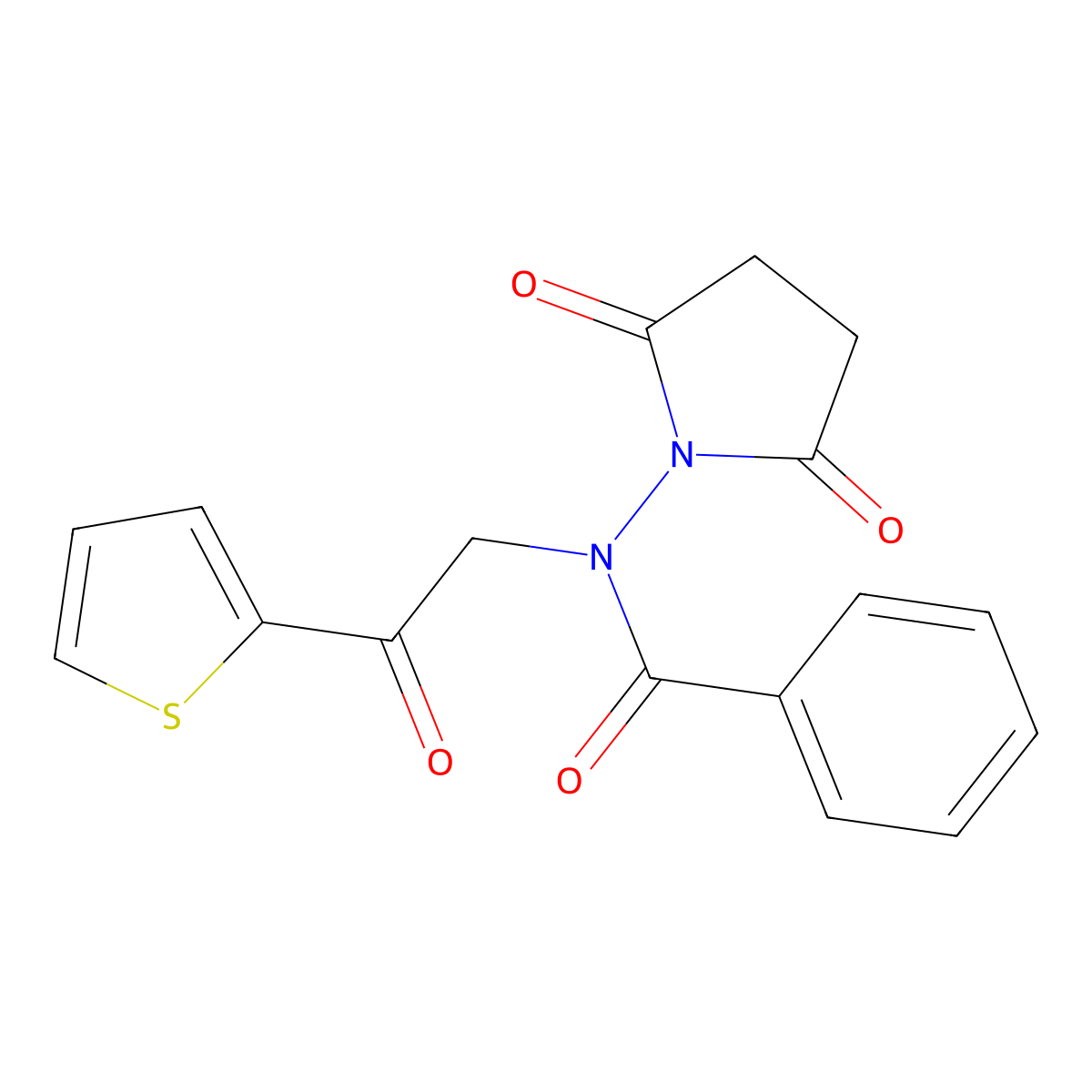 N-(2,5-dioxopyrrolidin-1-yl)-N-(2-oxo-2-thiophen-2-ylethyl)benzamide molecular structure, CAS 842119-49-7
