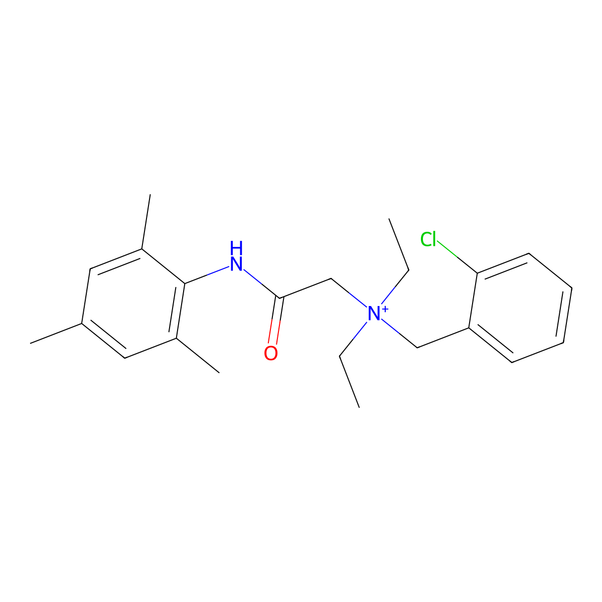 Ammonium, (o-chlorobenzyl)diethyl(((2,4,6-trimethylphenyl)carbamoyl)methyl)- molecular structure, CAS 84213-95-6