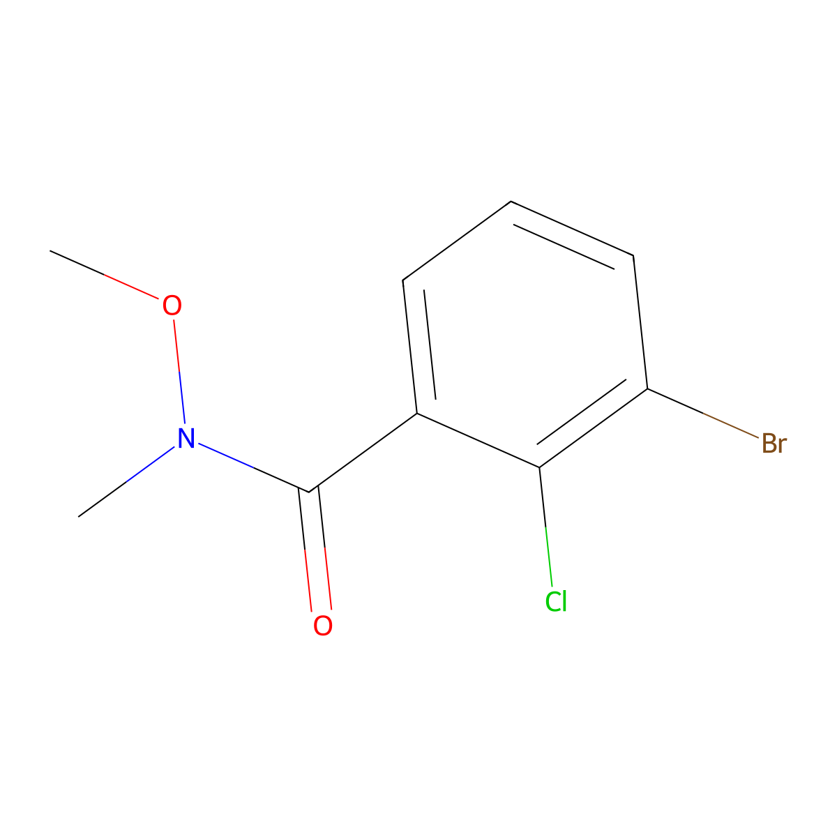 3-Bromo-2-chloro-N-methoxy-N-methylbenzamide molecular structure, CAS 842135-29-9