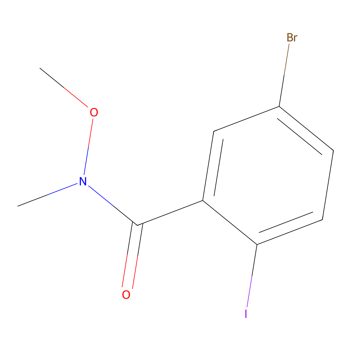 5-bromo-2-iodo-N-methoxy-N-methylbenzamide molecular structure, CAS 842135-31-3