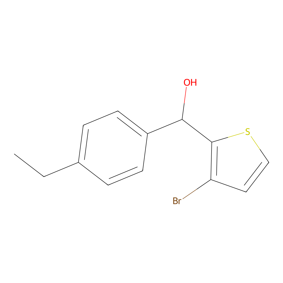 (3-Bromothiophen-2-yl)(4-ethylphenyl)methanol molecular structure, CAS 842135-70-0