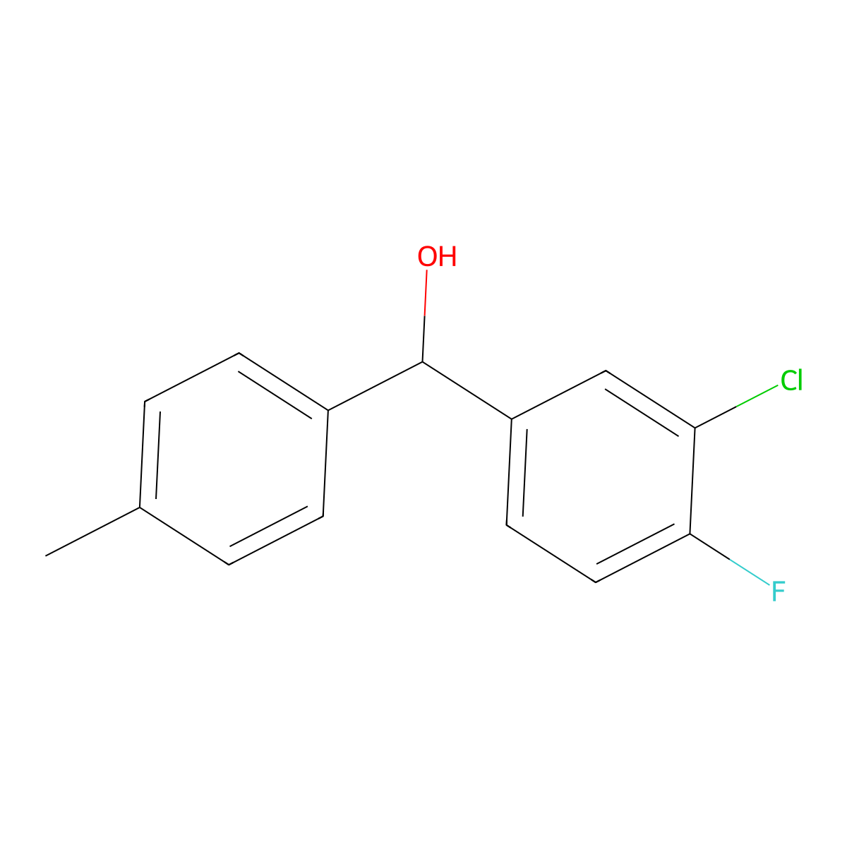 (3-Chloro-4-fluorophenyl)(p-tolyl)methanol molecular structure, CAS 842140-53-8