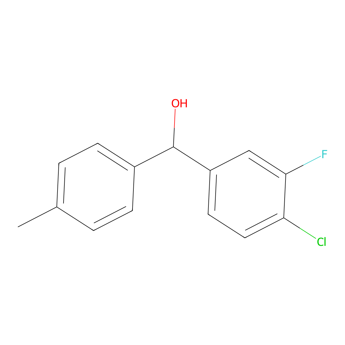 4-Chloro-3-fluoro-4'-methylbenzhydrol molecular structure, CAS 842140-55-0