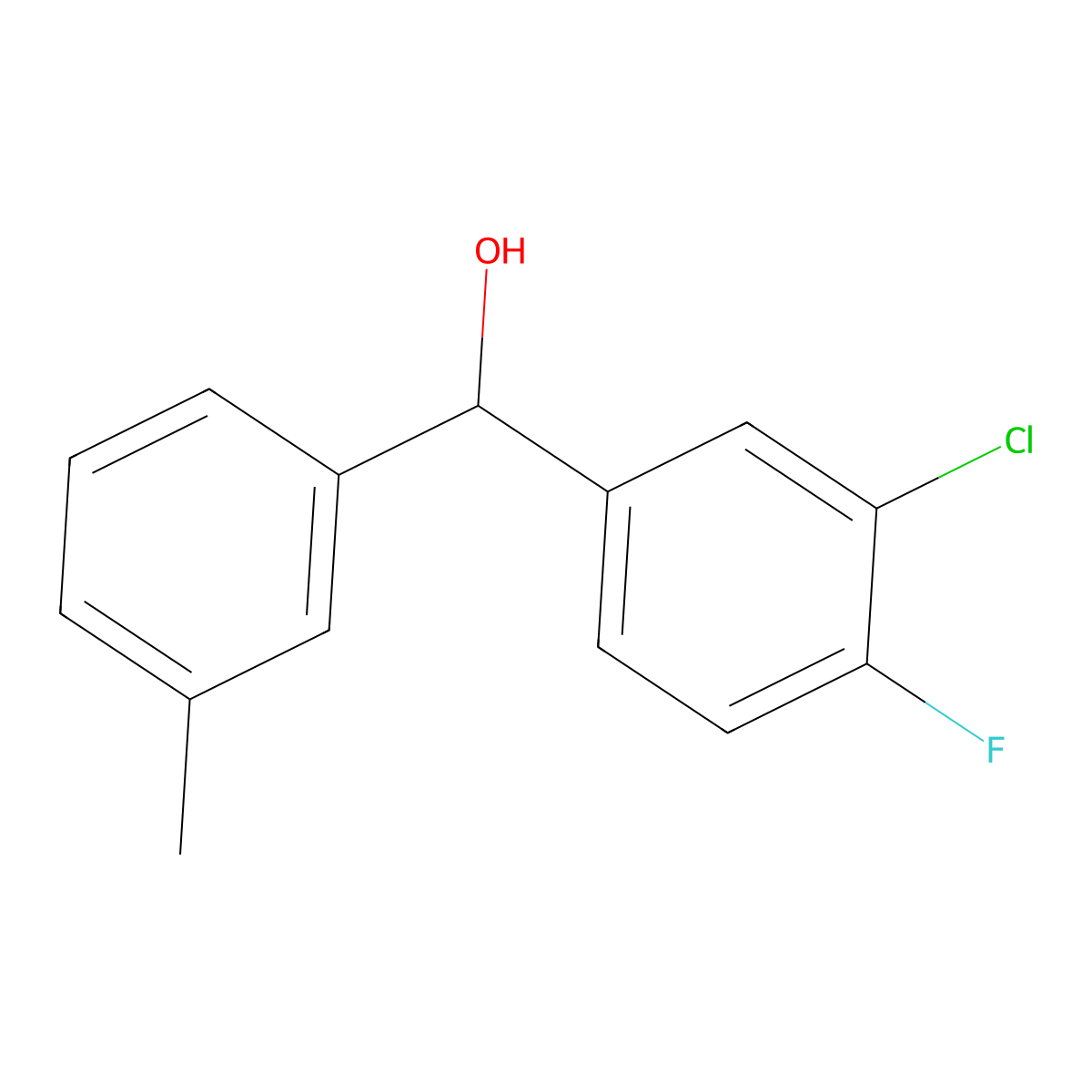 3-Chloro-4-fluoro-3'-methylbenzhydrol molecular structure, CAS 842140-69-6