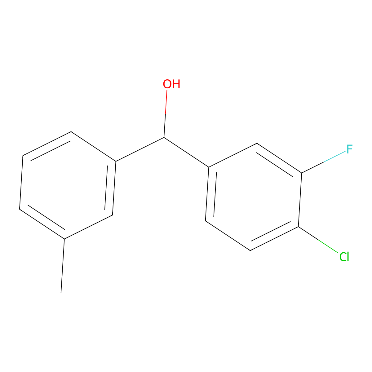 4-Chloro-3-fluoro-3'-methylbenzhydrol molecular structure, CAS 842140-71-0