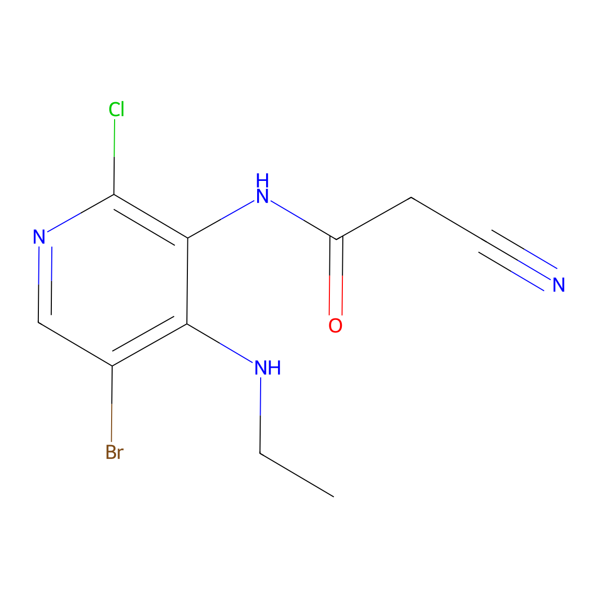 N-(5-bromo-2-chloro-4-(ethylamino)pyridin-3-yl)-2-cyanoacetamide molecular structure, CAS 842144-04-1