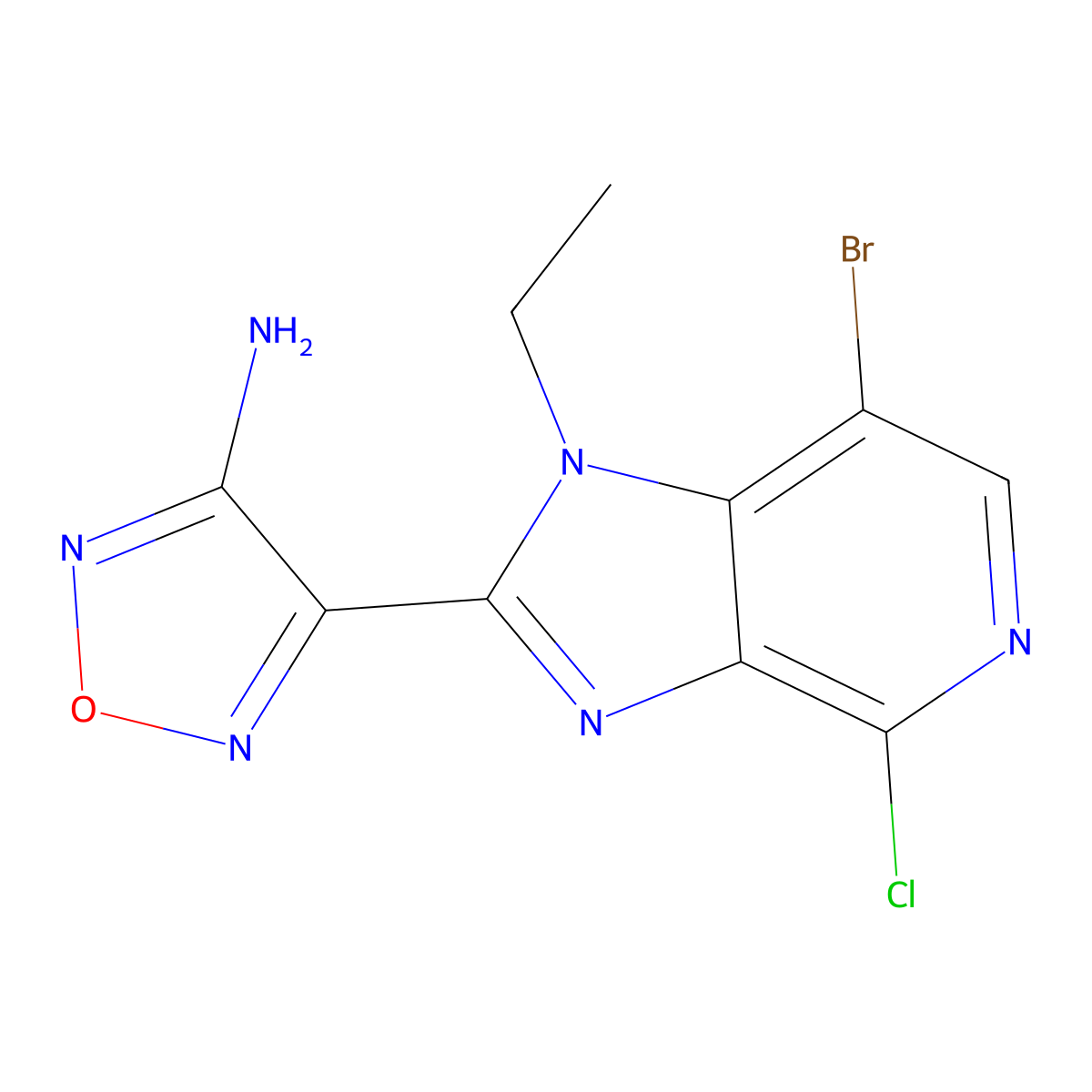 4-(7-Bromo-4-chloro-1-ethyl-1H-imidazo[4,5-c]pyridin-2-yl)-1,2,5-oxadiazol-3-amine molecular structure, CAS 842144-07-4