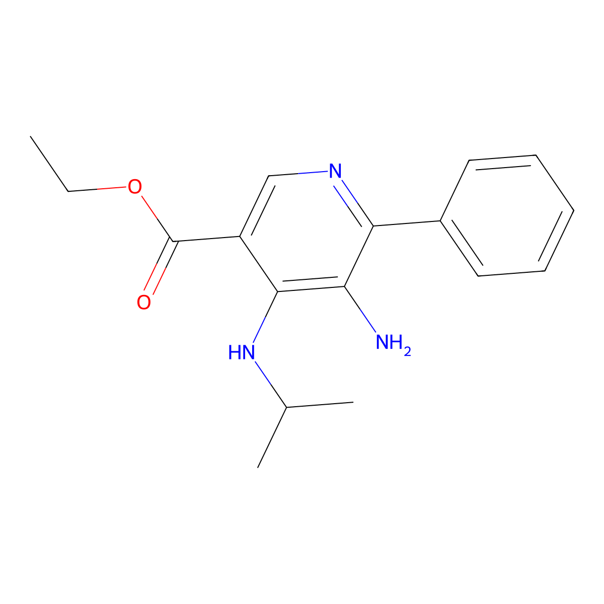 3-Pyridinecarboxylic acid,5-amino-4-[(1-methylethyl)amino]-6-phenyl-,ethyl ester molecular structure, CAS 842145-04-4