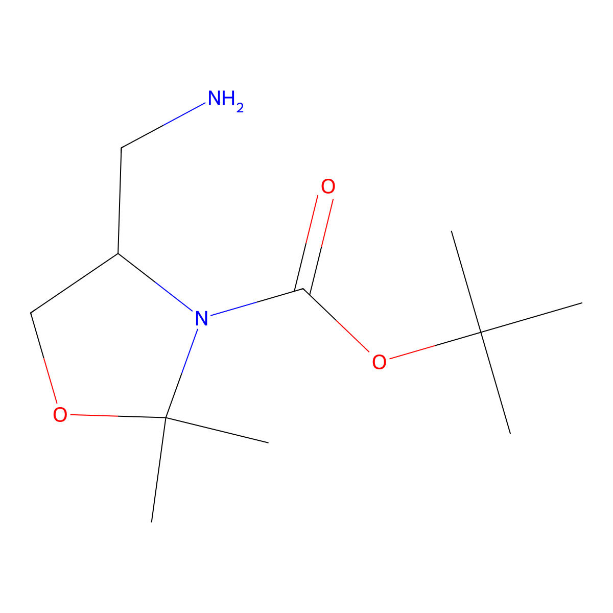 Tert-butyl 4-(aminomethyl)-2,2-dimethyloxazolidine-3-carboxylate molecular structure, CAS 842145-60-2