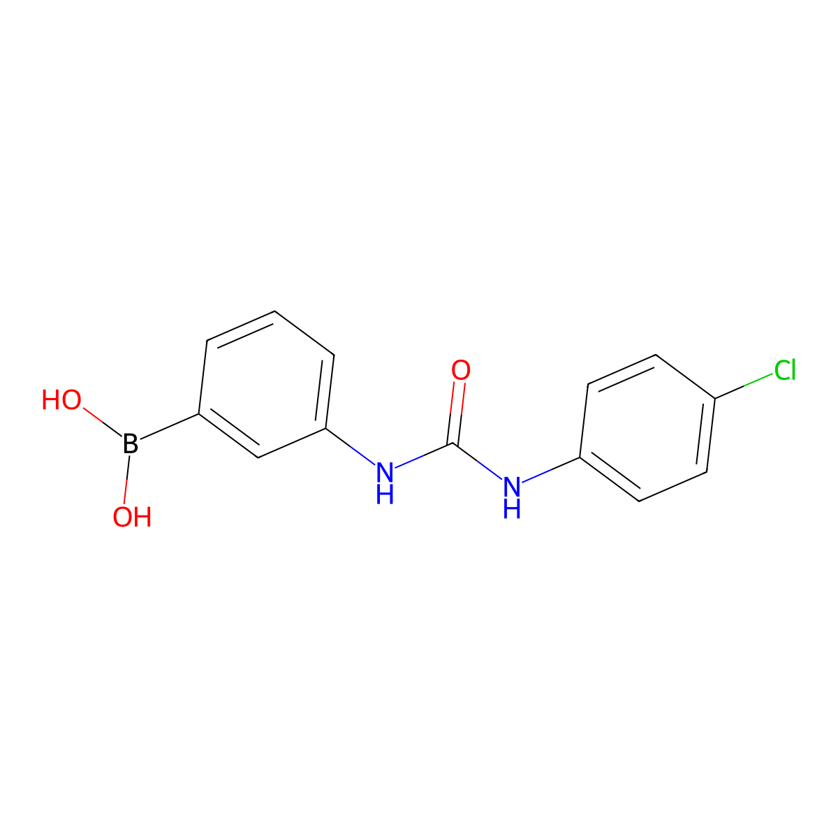 (3-(3-(4-Chlorophenyl)ureido)phenyl)boronic acid molecular structure, CAS 842149-00-2