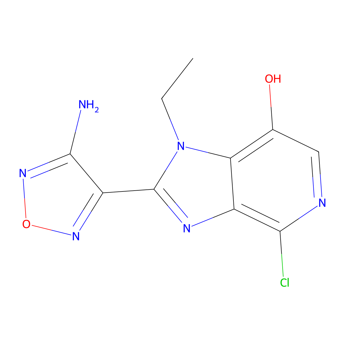 2-(4-Amino-1,2,5-oxadiazol-3-yl)-4-chloro-1-ethyl-1H-imidazo[4,5-c]pyridin-7-ol molecular structure, CAS 842149-46-6