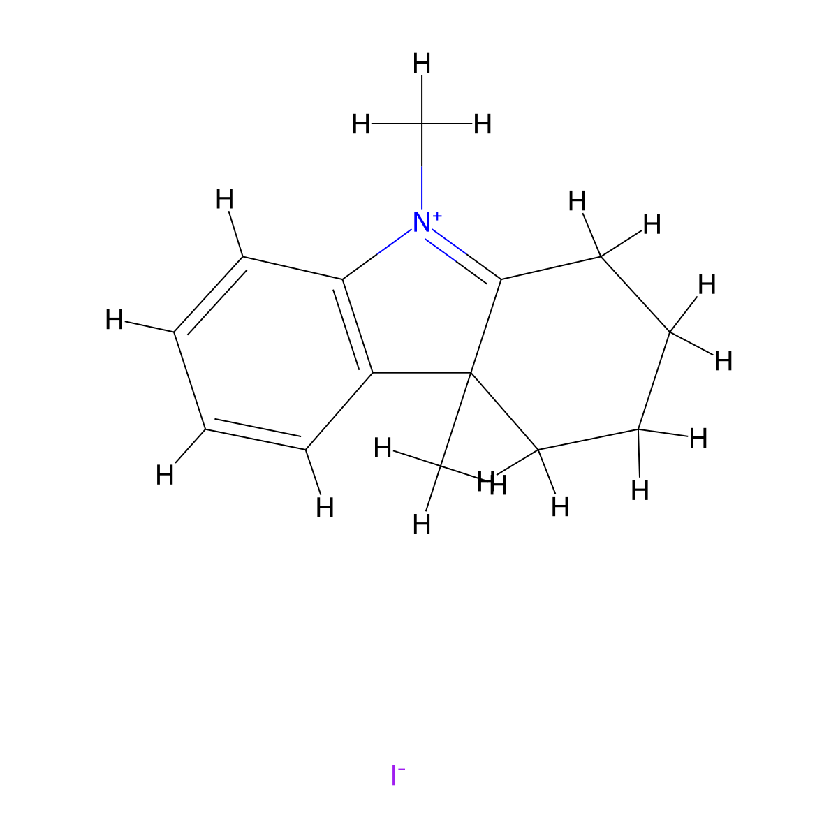 4a,9-dimethyl-2,3,4,4a-tetrahydro-1H-carbazolium iodide molecular structure, CAS 84216-35-3