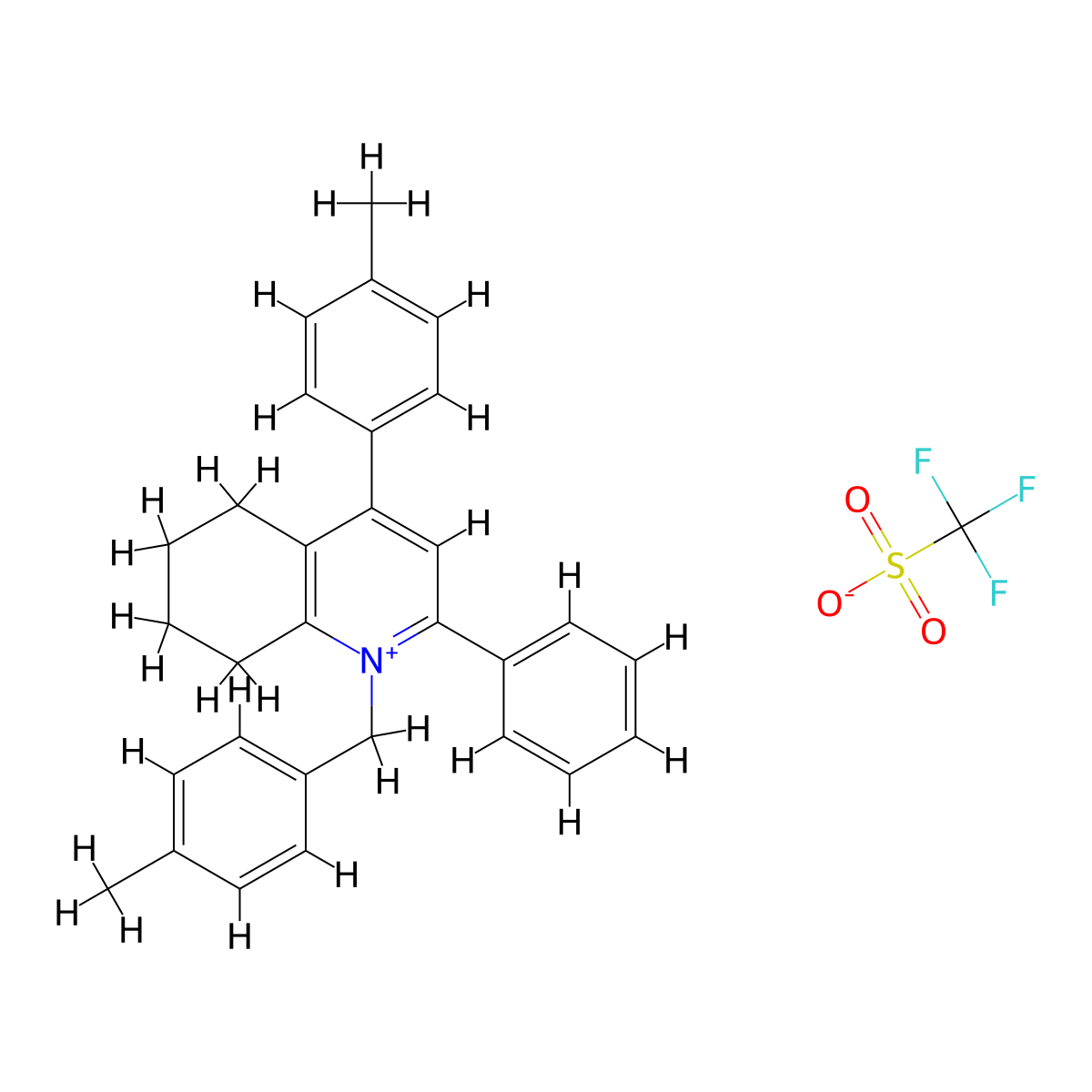 4-(4-Methylphenyl)-1-[(4-methylphenyl)methyl]-2-phenyl-5,6,7,8-tetrahydroquinolin-1-ium trifluoromethanesulfonate molecular structure, CAS 84216-76-2