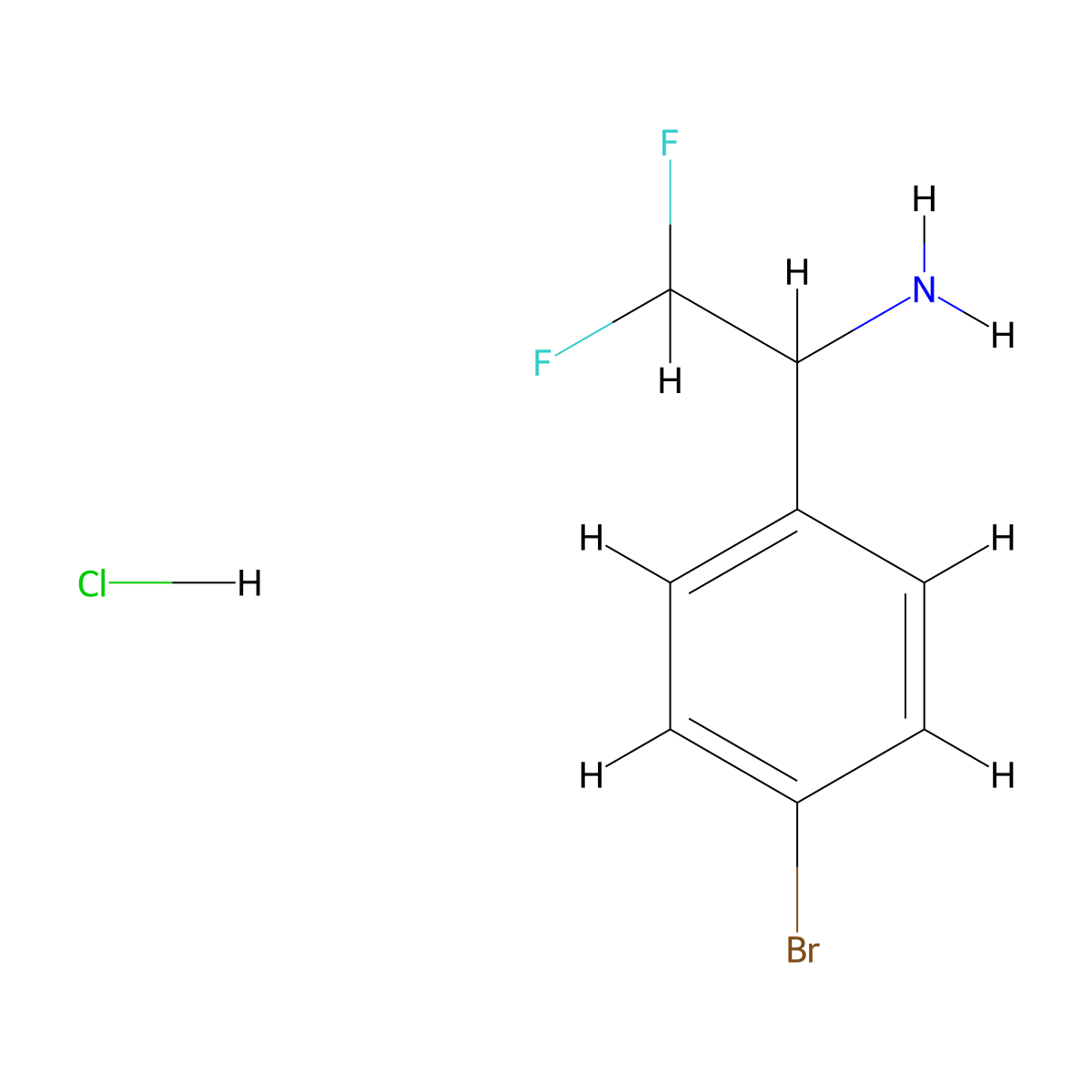 1-(4-Bromophenyl)-2,2-difluoroethan-1-amine hcl molecular structure, CAS 842169-78-2