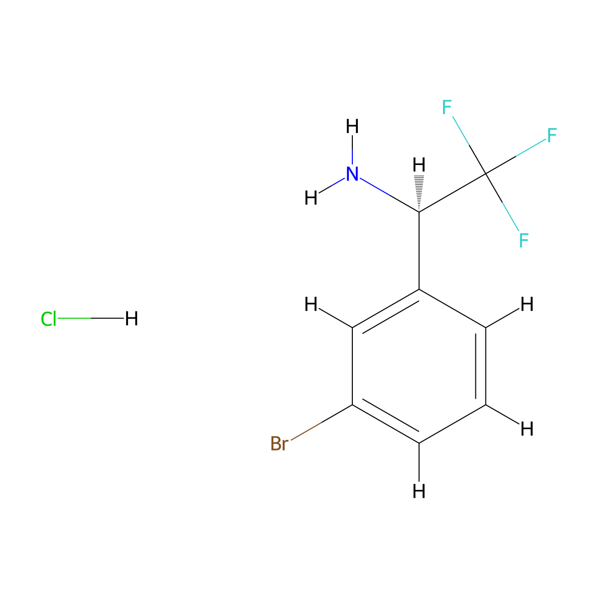 (R)-1-(3-Bromo-phenyl)-2,2,2-trifluoro-ethylamine hydrochloride molecular structure, CAS 842169-97-5