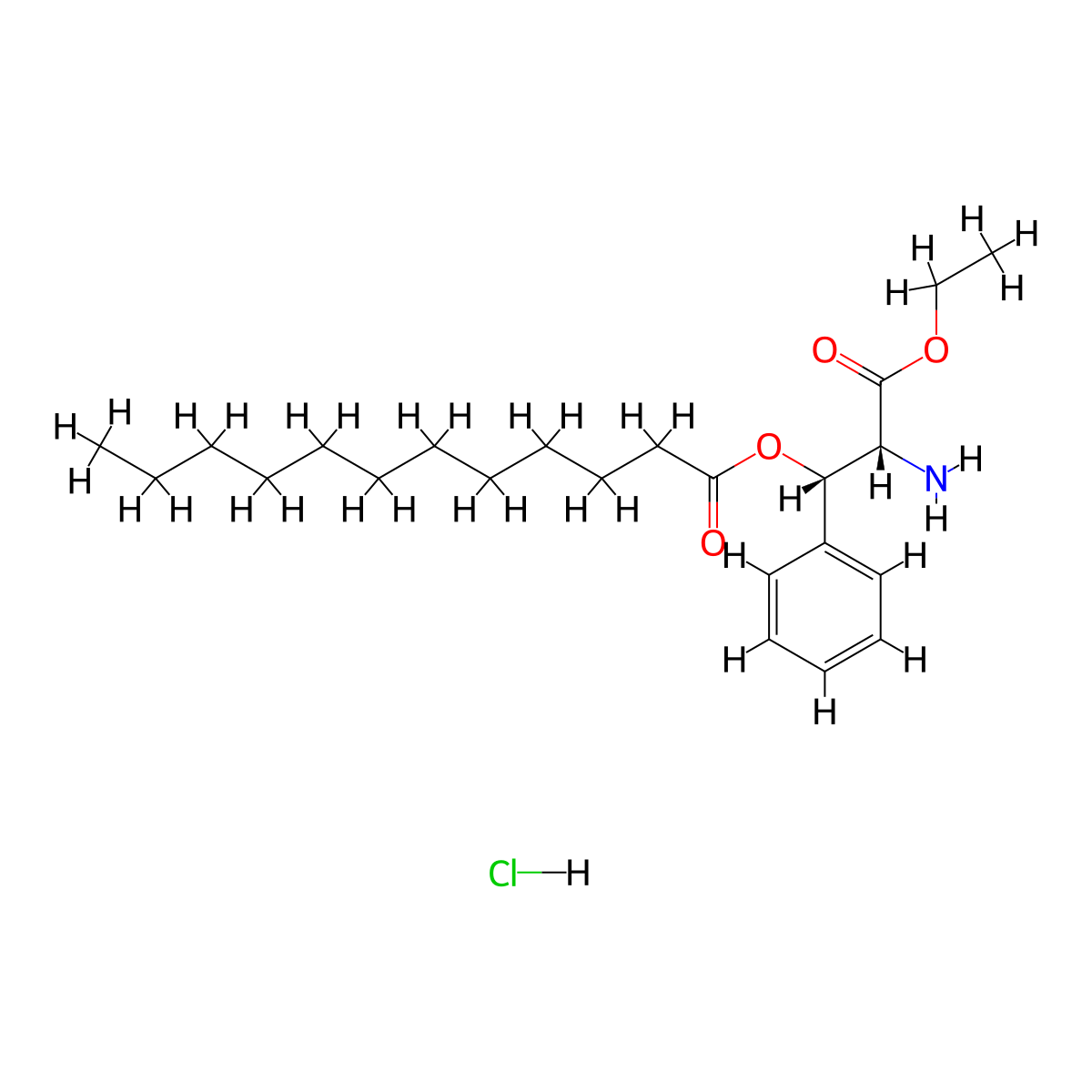 (1S,2R)-2-Amino-3-ethoxy-3-oxo-1-phenylpropyl dodecanoate hydrochloride molecular structure, CAS 84224-99-7