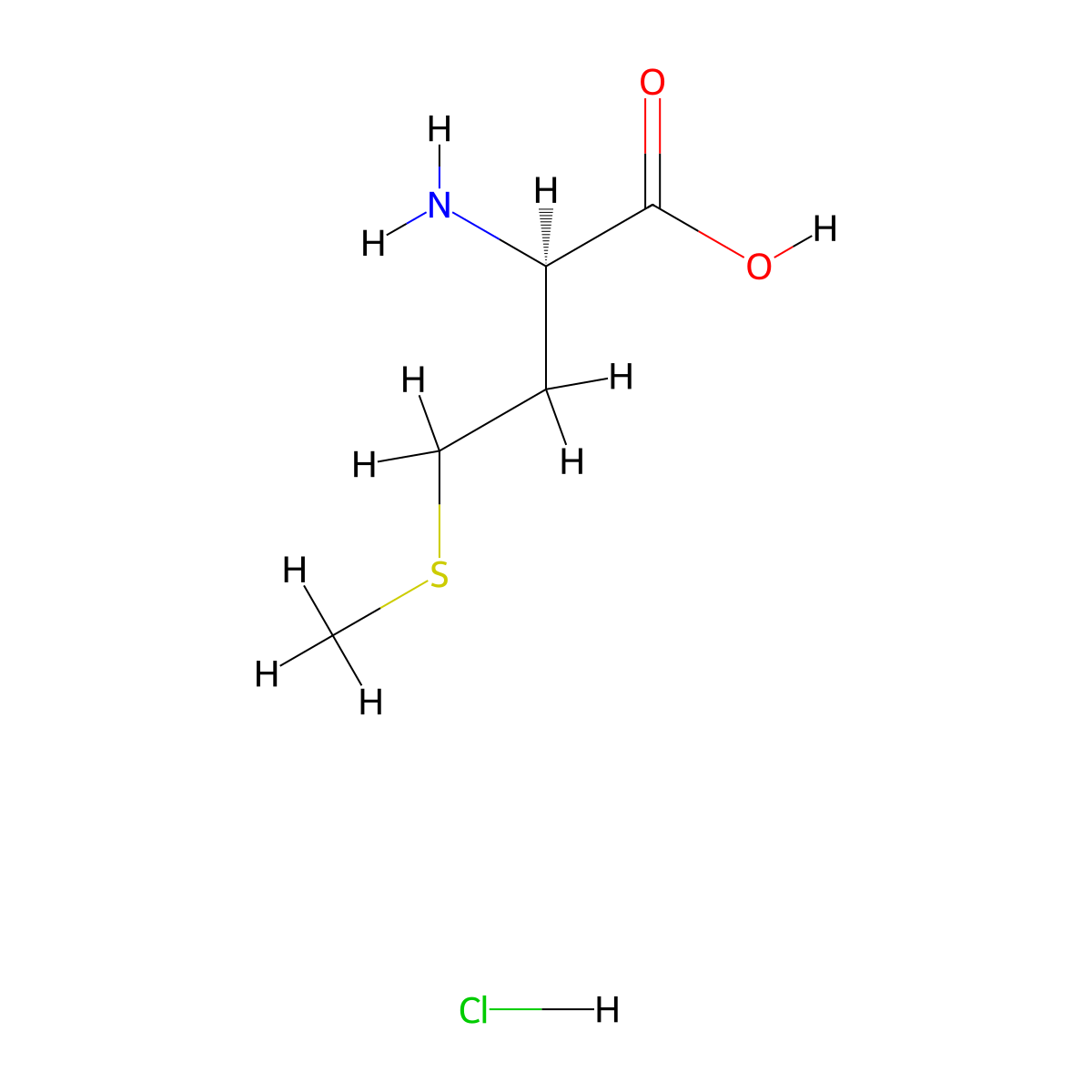 D-methionine hydrochloride molecular structure, CAS 84228-57-9
