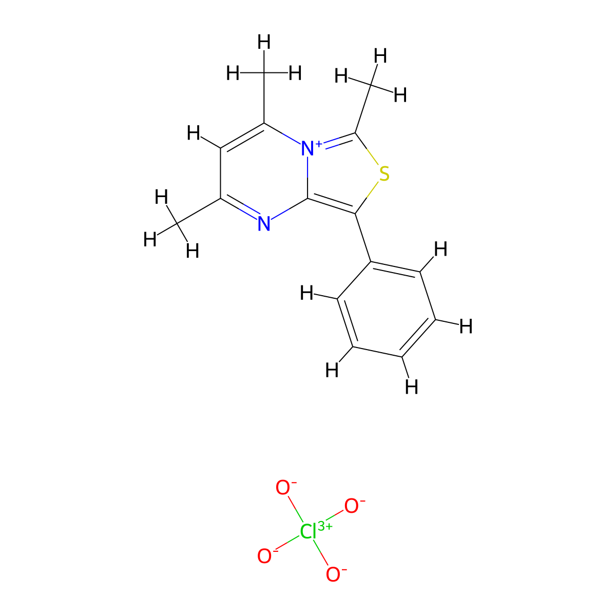 2,4,6-Trimethyl-8-phenyl-5lambda5-[1,3]thiazolo[3,4-a]pyrimidin-5-ylium perchlorate molecular structure, CAS 84228-64-8