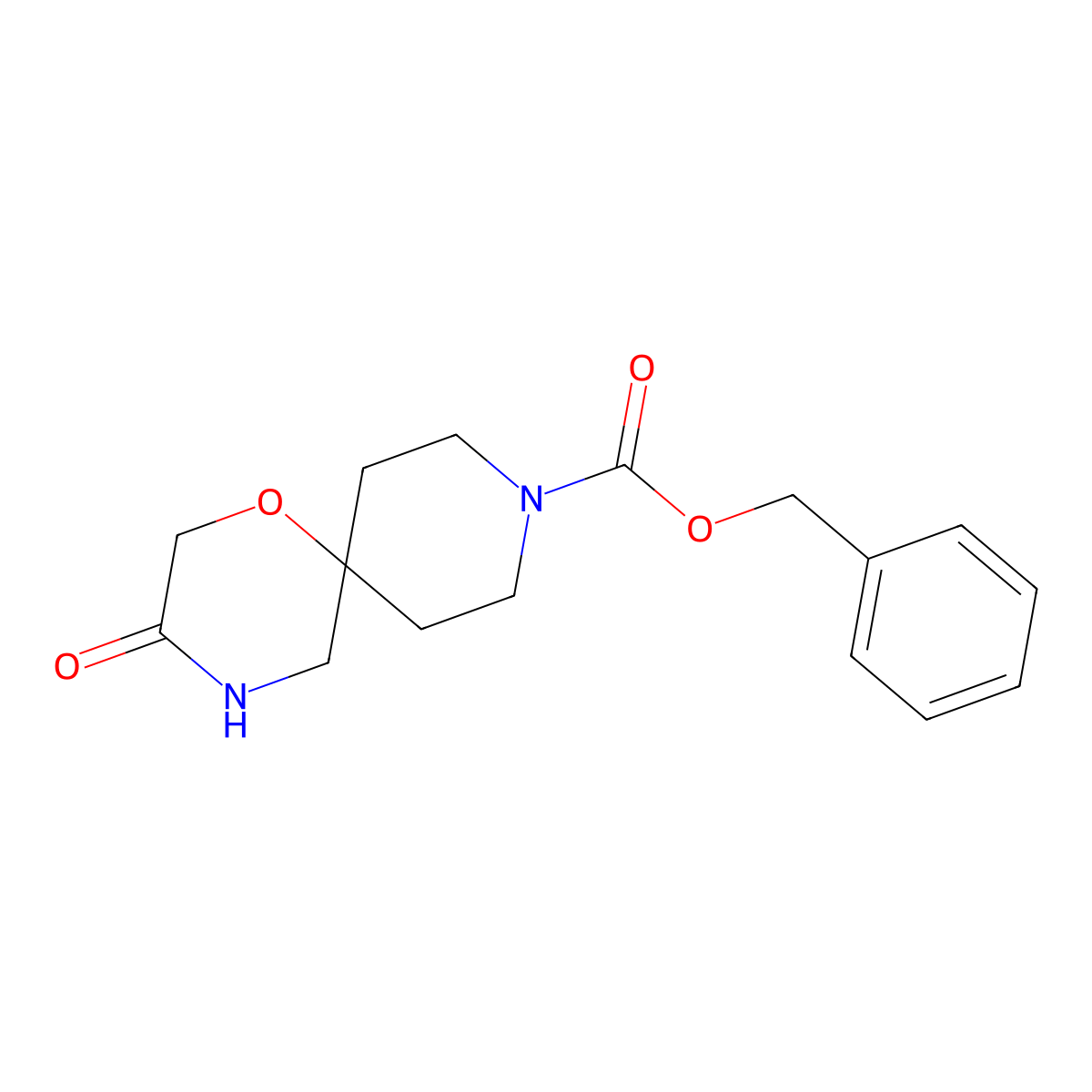 Benzyl 3-oxo-1-oxa-4,9-diazaspiro[5.5]undecane-9-carboxylate molecular structure, CAS 84243-24-3