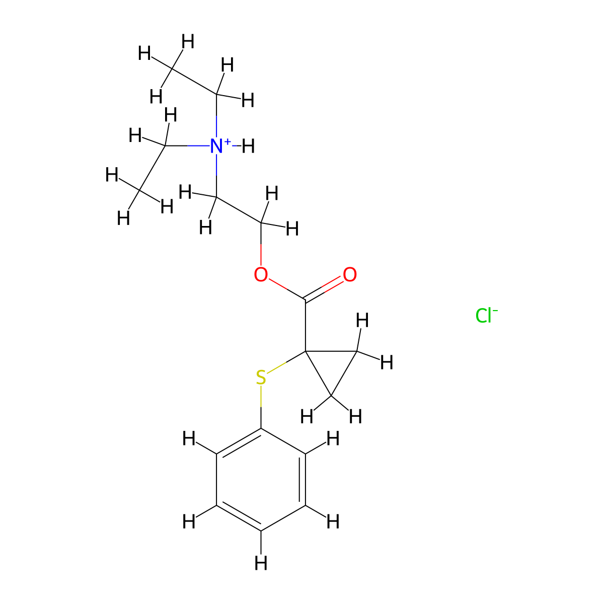 2-(Diethylamino)ethyl 1-(phenylsulfanyl)cyclopropane-1-carboxylate--hydrogen chloride (1/1) molecular structure, CAS 84245-04-5