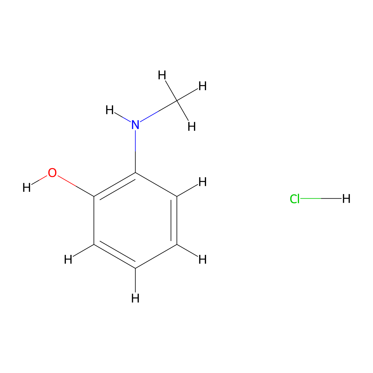 2-(Methylamino)phenol hydrochloride molecular structure, CAS 84250-72-6