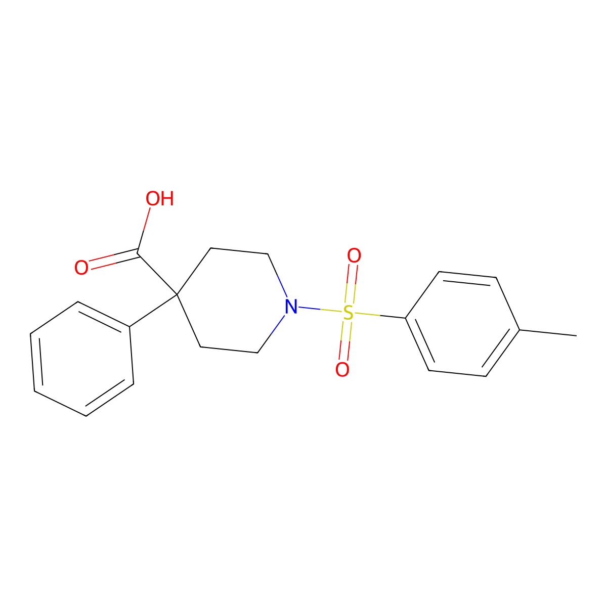 4-Phenyl-1-(p-tolylsulphonyl)piperidine-4-carboxylic acid molecular structure, CAS 84255-02-7