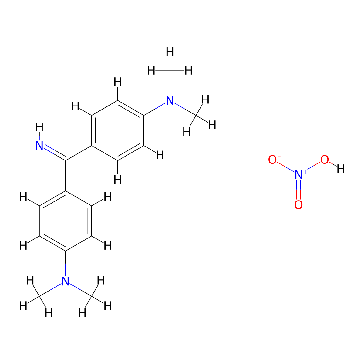 Benzenamine, 4,4'-carbonimidoylbis[N,N-dimethyl-, nitrate (1:1) molecular structure, CAS 84255-15-2