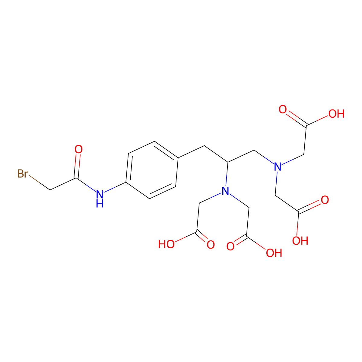 Glycine, N,N'-(1-((4-((bromoacetyl)amino)phenyl)methyl)-1,2-ethanediyl)bis(N-(carboxymethyl)- molecular structure, CAS 84256-91-7