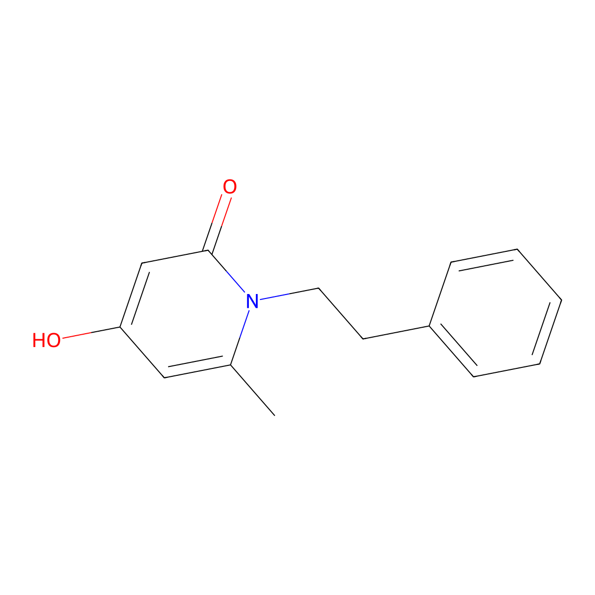 4-Hydroxy-6-methyl-1-(2-phenylethyl)pyridin-2(1H)-one molecular structure, CAS 84259-93-8