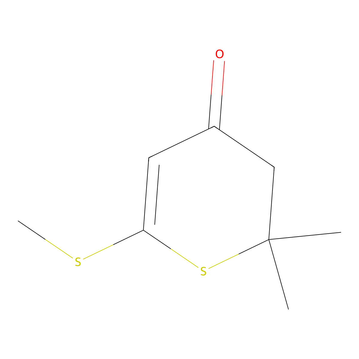 4H-Thiopyran-4-one, 2,3-dihydro-2,2-dimethyl-6-(methylthio)- molecular structure, CAS 84260-83-3