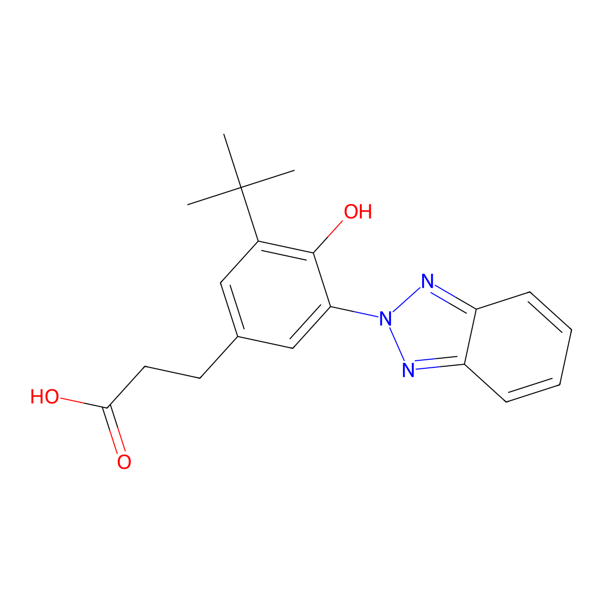 3-(3-(2H-Benzotriazol-2-yl)-5-tert-butyl-4-hydroxyphenyl)propionic acid molecular structure, CAS 84268-36-0