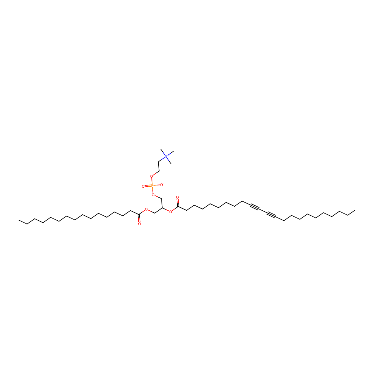 1-palMitoyl-2-(10,12-tricosadiynoyl)-sn-glycero-3-phosphocholine molecular structure, CAS 84271-00-1