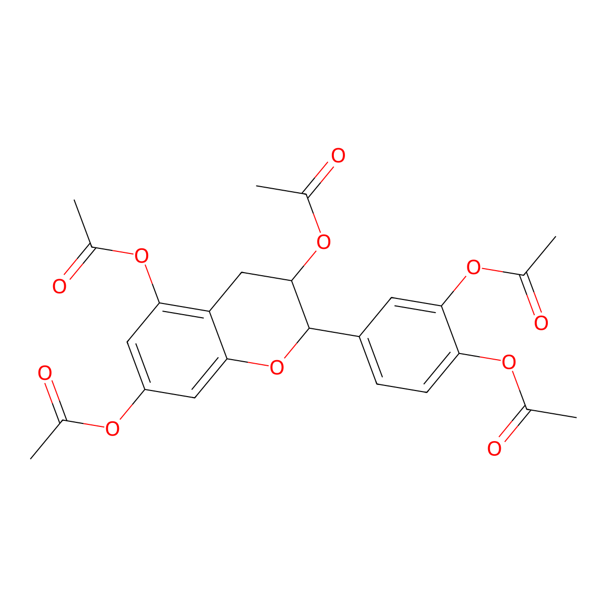 2-(3,4-Bis(acetoxy)phenyl)-3,4-dihydro-2H-1-benzopyran-3,5,7-triyltriacetate molecular structure, CAS 84282-42-8