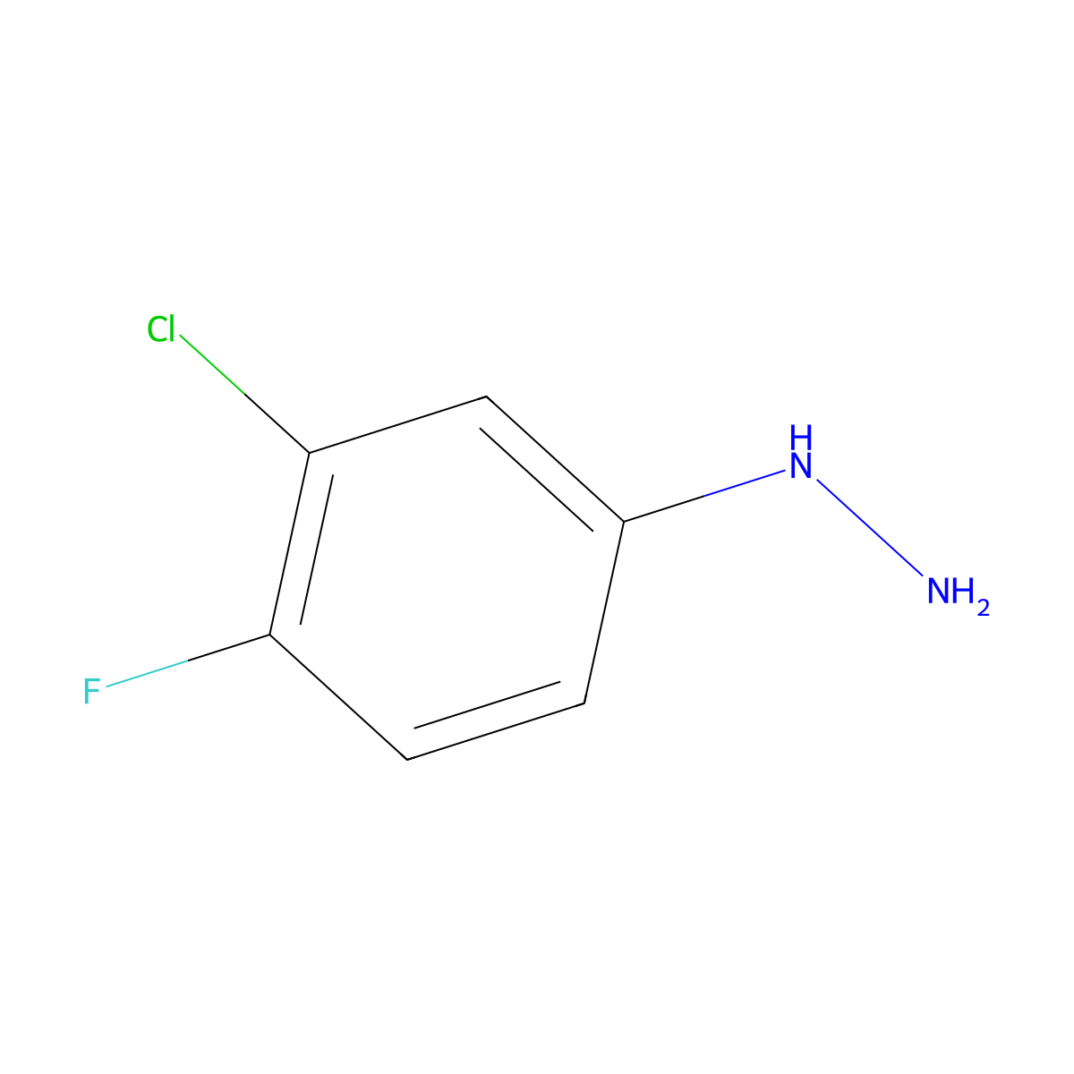 3-Chloro-4-fluorophenylhydrazine molecular structure, CAS 84282-78-0