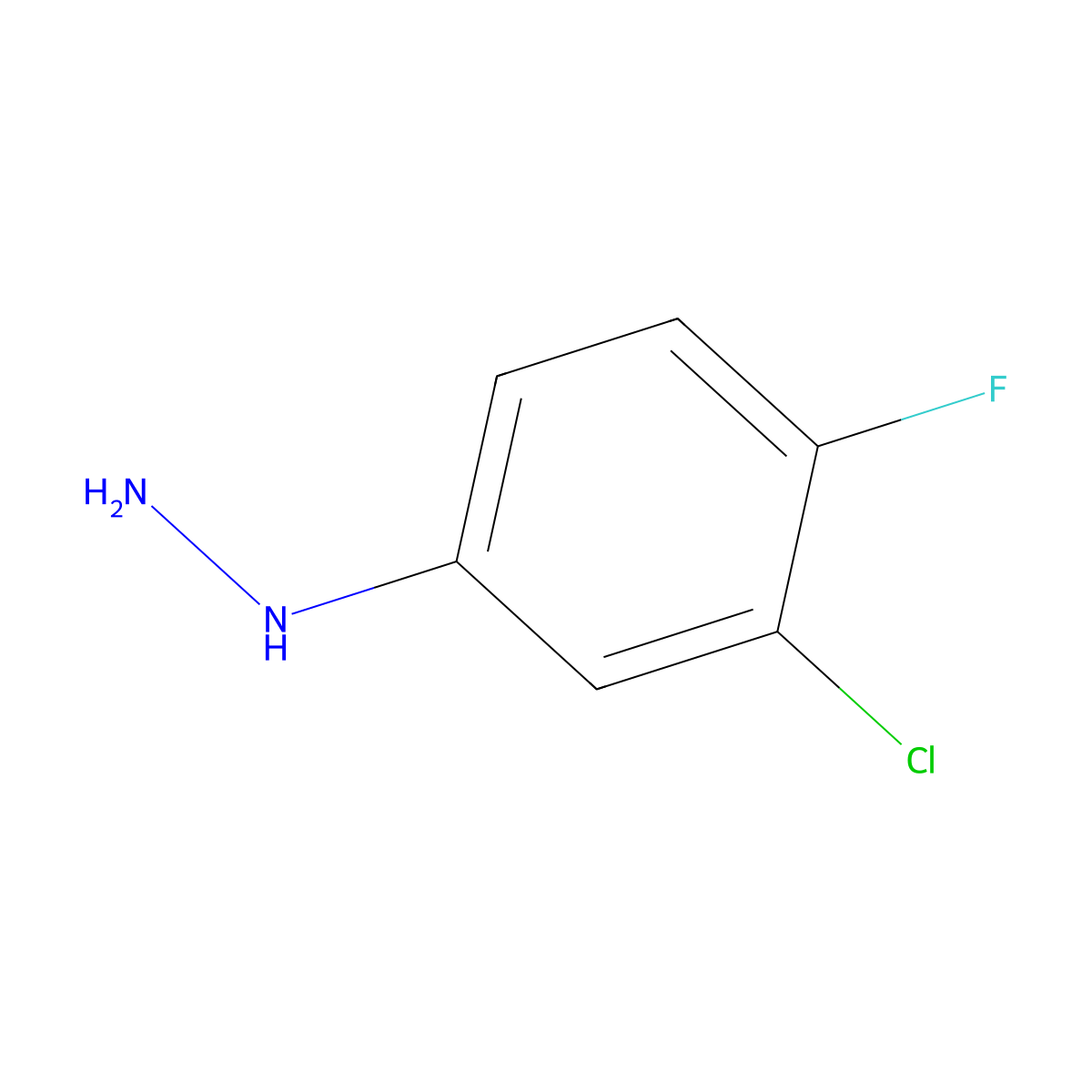 3-Chloro-4-fluorophenylhydrazine molecular structure, CAS 84282-78-0