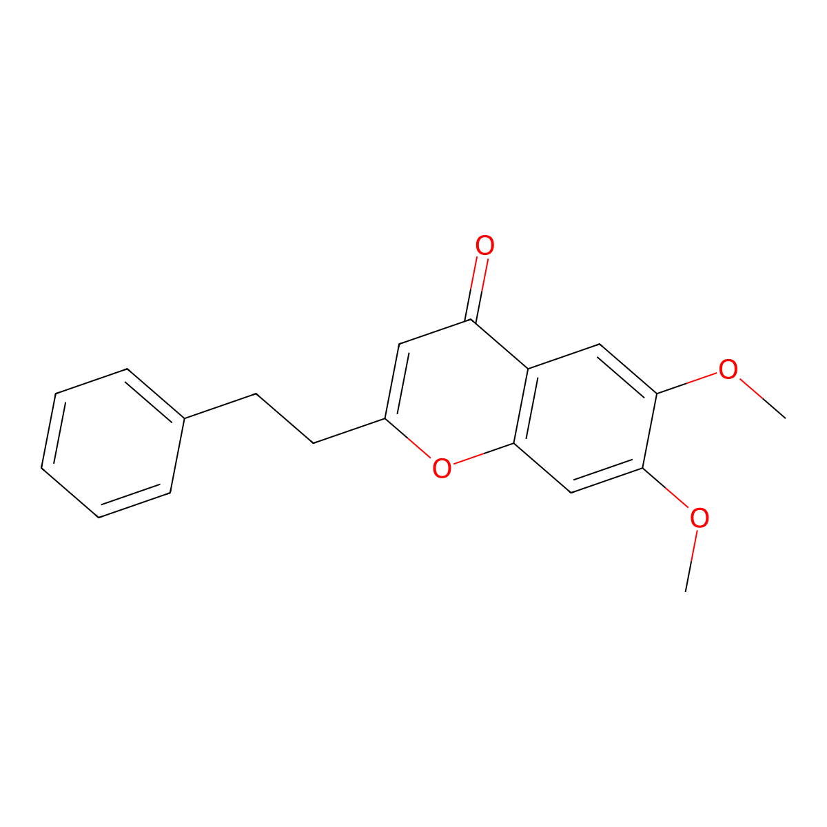 4H-1-Benzopyran-4-one, 6,7-dimethoxy-2-(2-phenylethyl)- molecular structure, CAS 84294-87-1