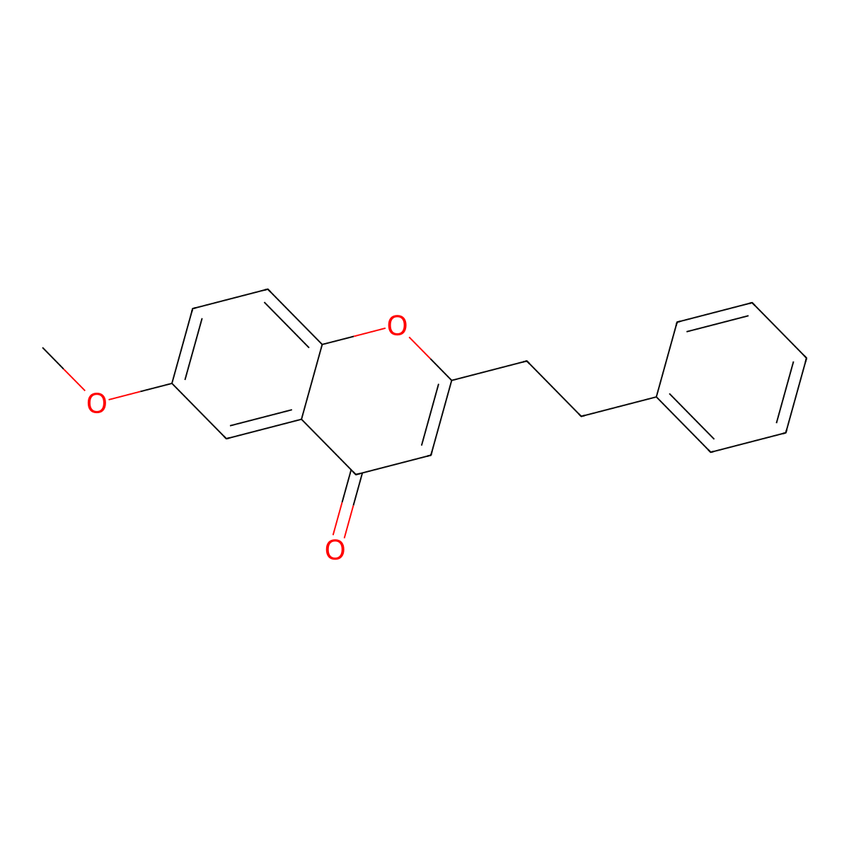 4H-1-Benzopyran-4-one, 6-methoxy-2-(2-phenylethyl)- molecular structure, CAS 84294-89-3