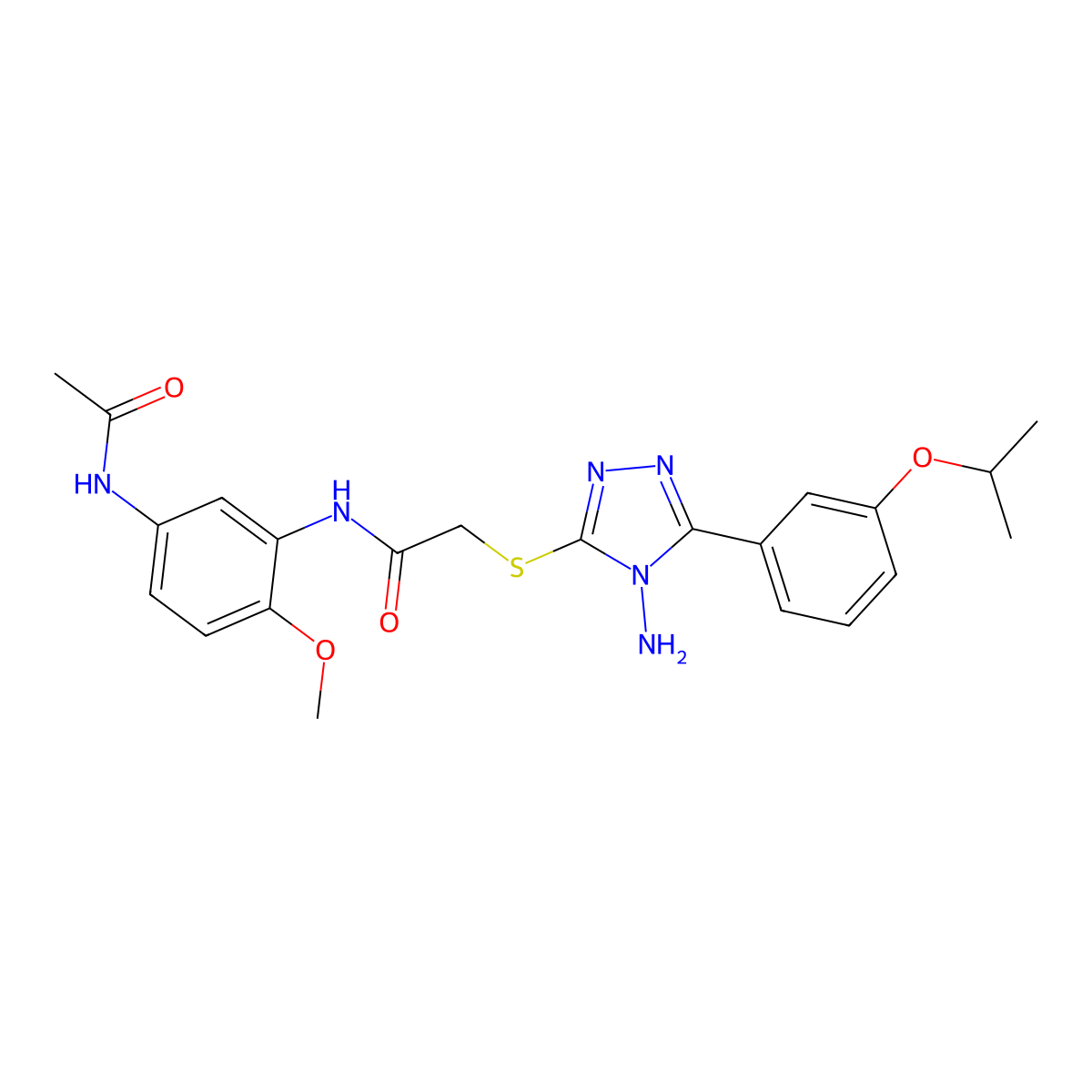 N-[5-(acetylamino)-2-methoxyphenyl]-2-({4-amino-5-[3-(propan-2-yloxy)phenyl]-4H-1,2,4-triazol-3-yl}sulfanyl)acetamide molecular structure, CAS 842954-73-8