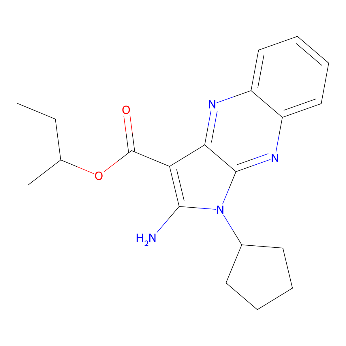 sec-butyl 2-amino-1-cyclopentyl-1H-pyrrolo[2,3-b]quinoxaline-3-carboxylate molecular structure, CAS 842955-29-7