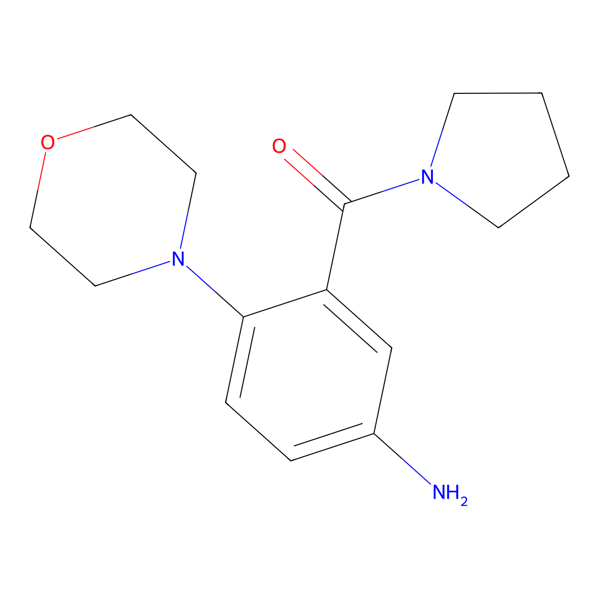 (5-Amino-2-morpholin-4-yl-phenyl)-pyrrolidin-1-yl-methanone molecular structure, CAS 842955-45-7