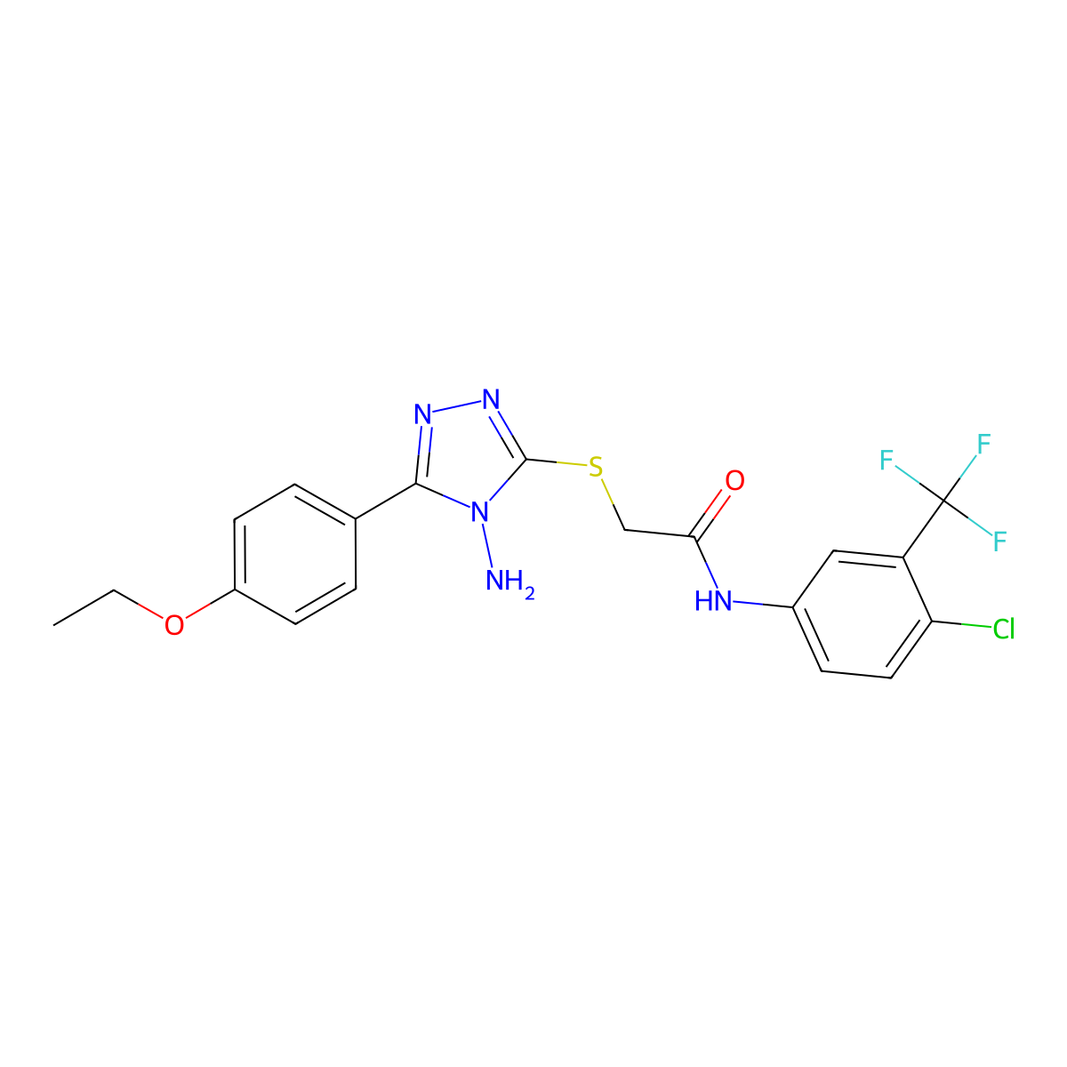 2-{[4-amino-5-(4-ethoxyphenyl)-4H-1,2,4-triazol-3-yl]sulfanyl}-N-[4-chloro-3-(trifluoromethyl)phenyl]acetamide molecular structure, CAS 842955-48-0