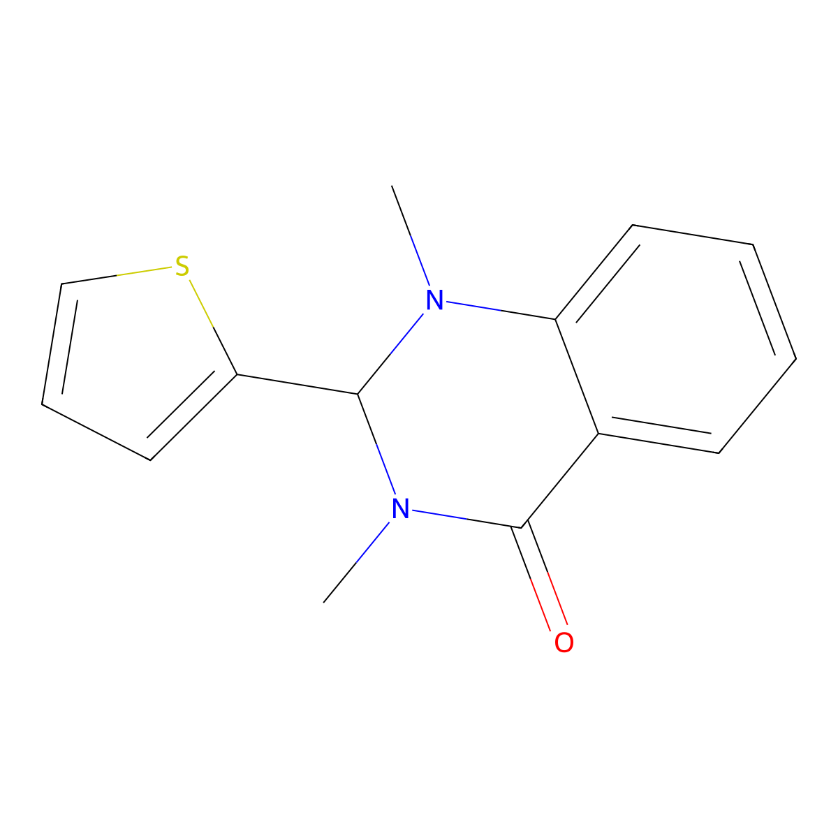 1,3-Dimethyl-2-thiophen-2-yl-2,3-dihydro-1H-quinazolin-4-one molecular structure, CAS 842955-69-5