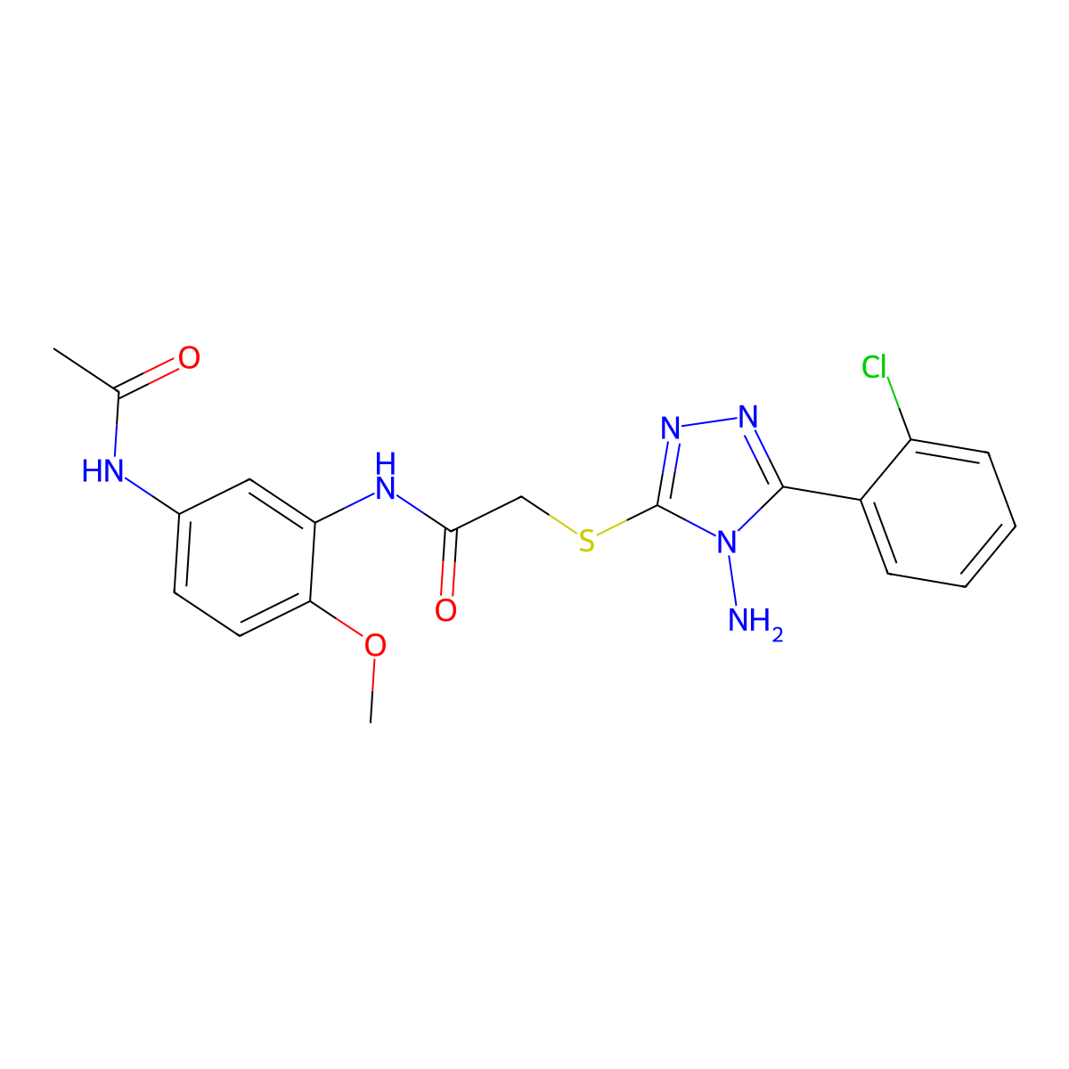 N-[5-(acetylamino)-2-methoxyphenyl]-2-{[4-amino-5-(2-chlorophenyl)-4H-1,2,4-triazol-3-yl]sulfanyl}acetamide molecular structure, CAS 842956-03-0
