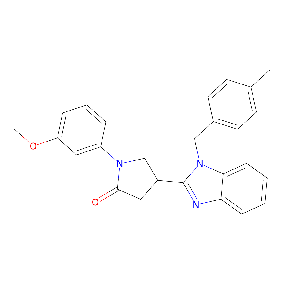 1-(3-methoxyphenyl)-4-(1-(4-methylbenzyl)-1H-benzo[d]imidazol-2-yl)pyrrolidin-2-one molecular structure, CAS 842956-07-4
