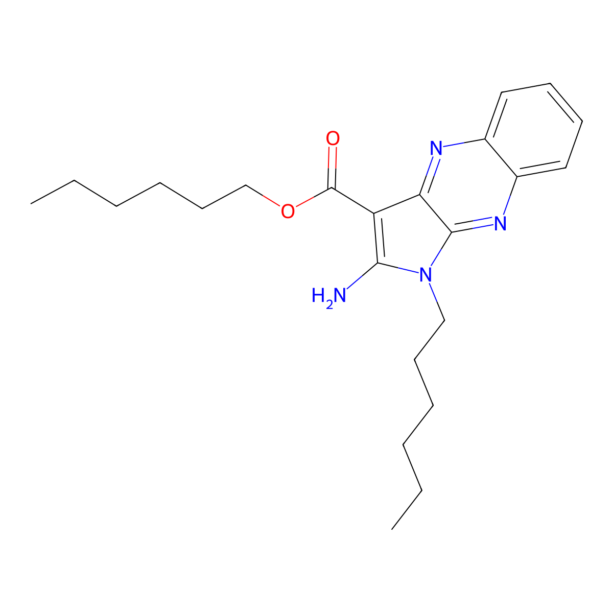 hexyl 2-amino-1-hexyl-1H-pyrrolo[2,3-b]quinoxaline-3-carboxylate molecular structure, CAS 842956-18-7